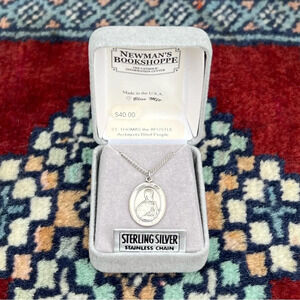 St. Thomas the Apostle Sterling Silver Oval Religious Medal Necklace 18” Chain